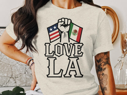 Love LA Flag Fist Graphic Print T-shirt Product