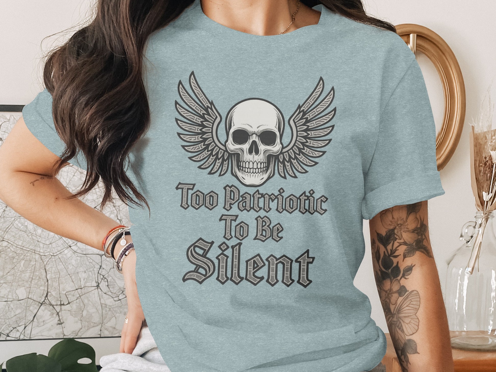 Too Patriotic To Be Silent Skull Graphic Tee