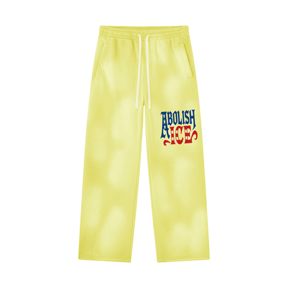 Abolish Ice Unisex Sunfade Wide Leg Fleece Sweatpants