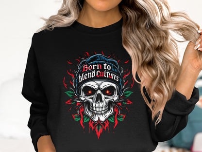 Born to Blend Cultures Skull Artwork Sweater product type