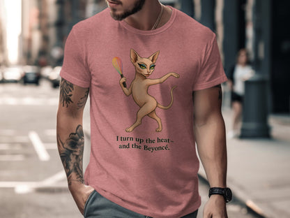Cat Holding Whisk Graphic White Text T-shirt product