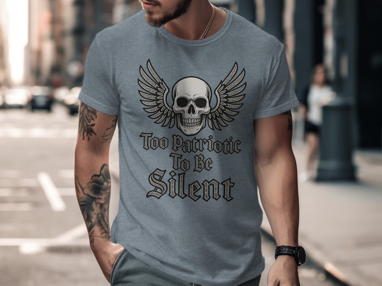 Too Patriotic To Be Silent Skull T-shirt