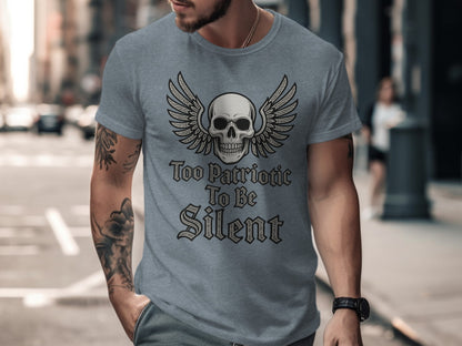 Too Patriotic To Be Silent Skull T-shirt
