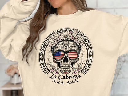 La Cabrona AKA Antifa Skull Floral Sweatshirt