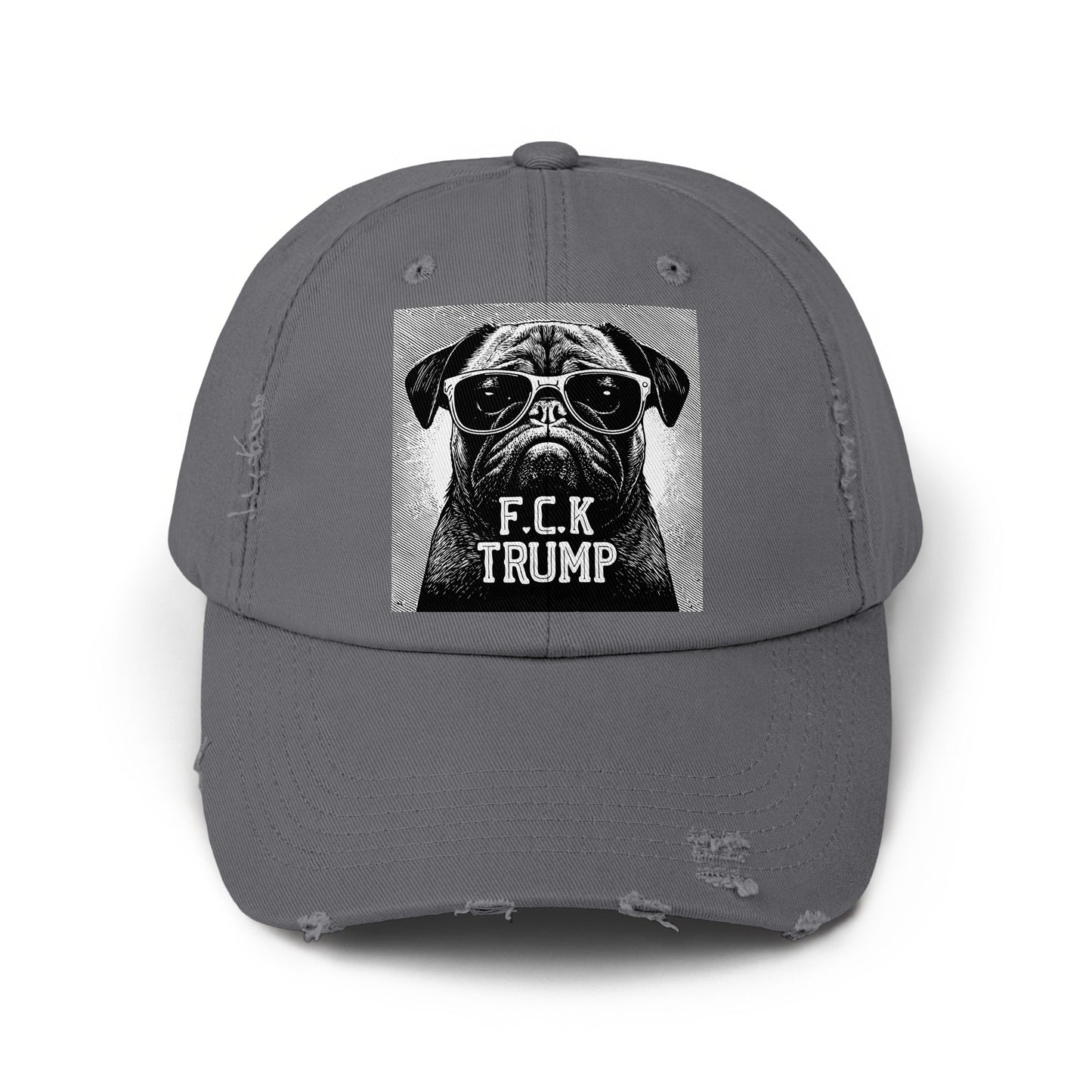 FCK Trump Pug Dog Distressed Dad Hat Fashion Cap product