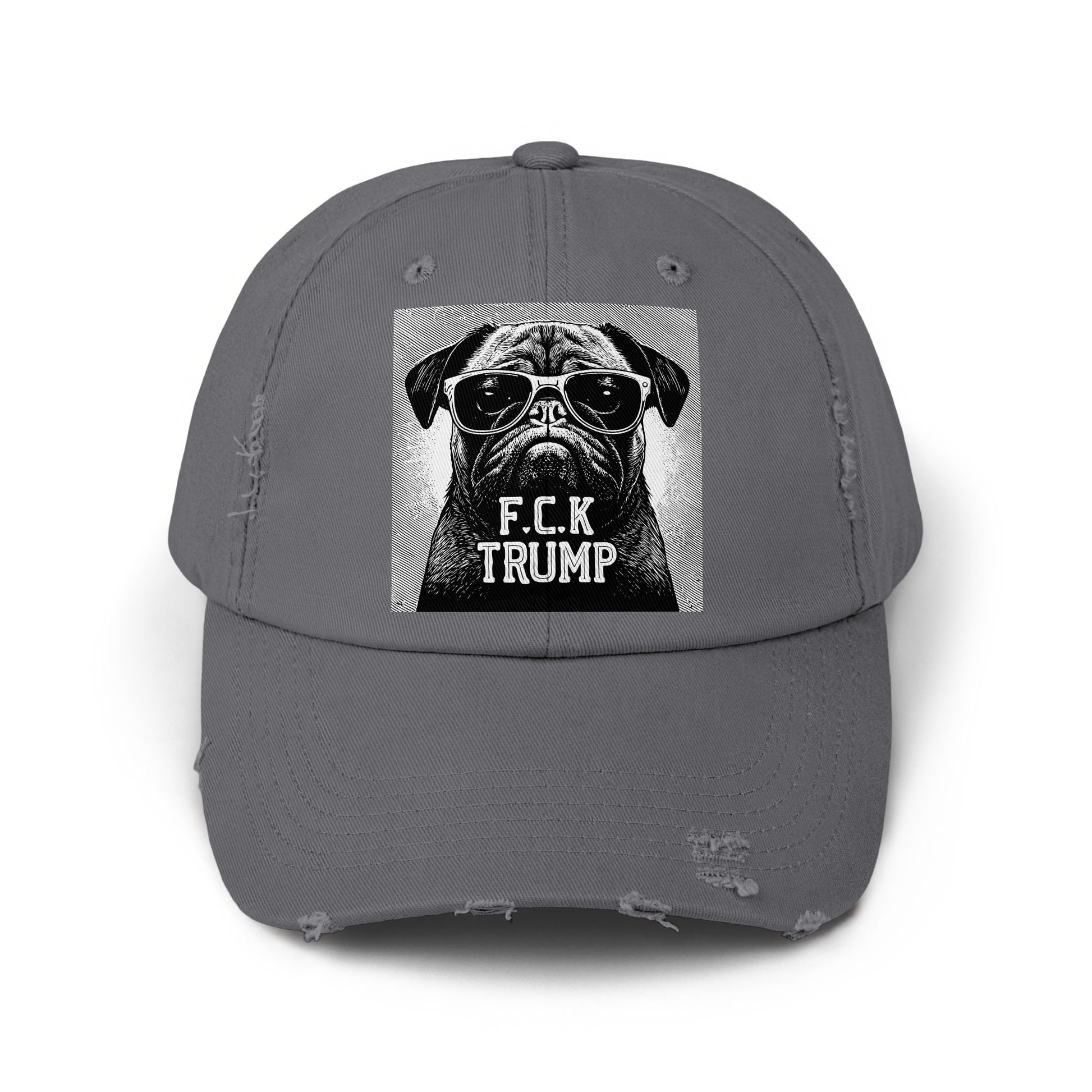 FCK Trump Pug Dog Distressed Dad Hat Fashion Cap product