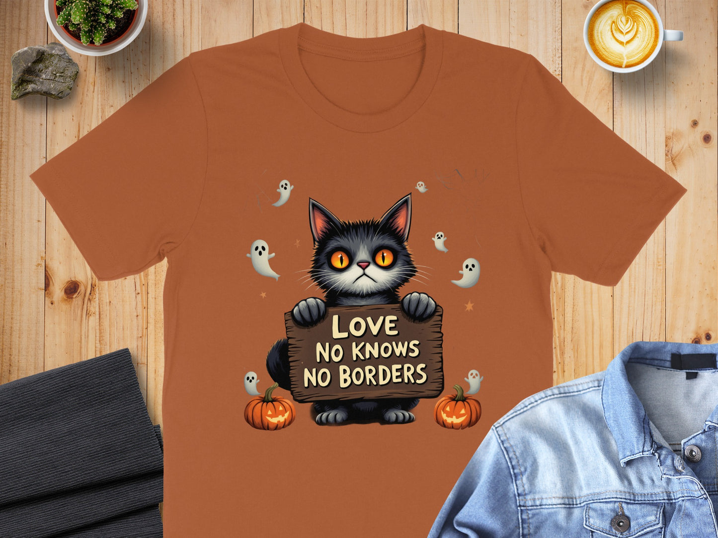 Love No Knows No Borders Black Cat T-Shirt product