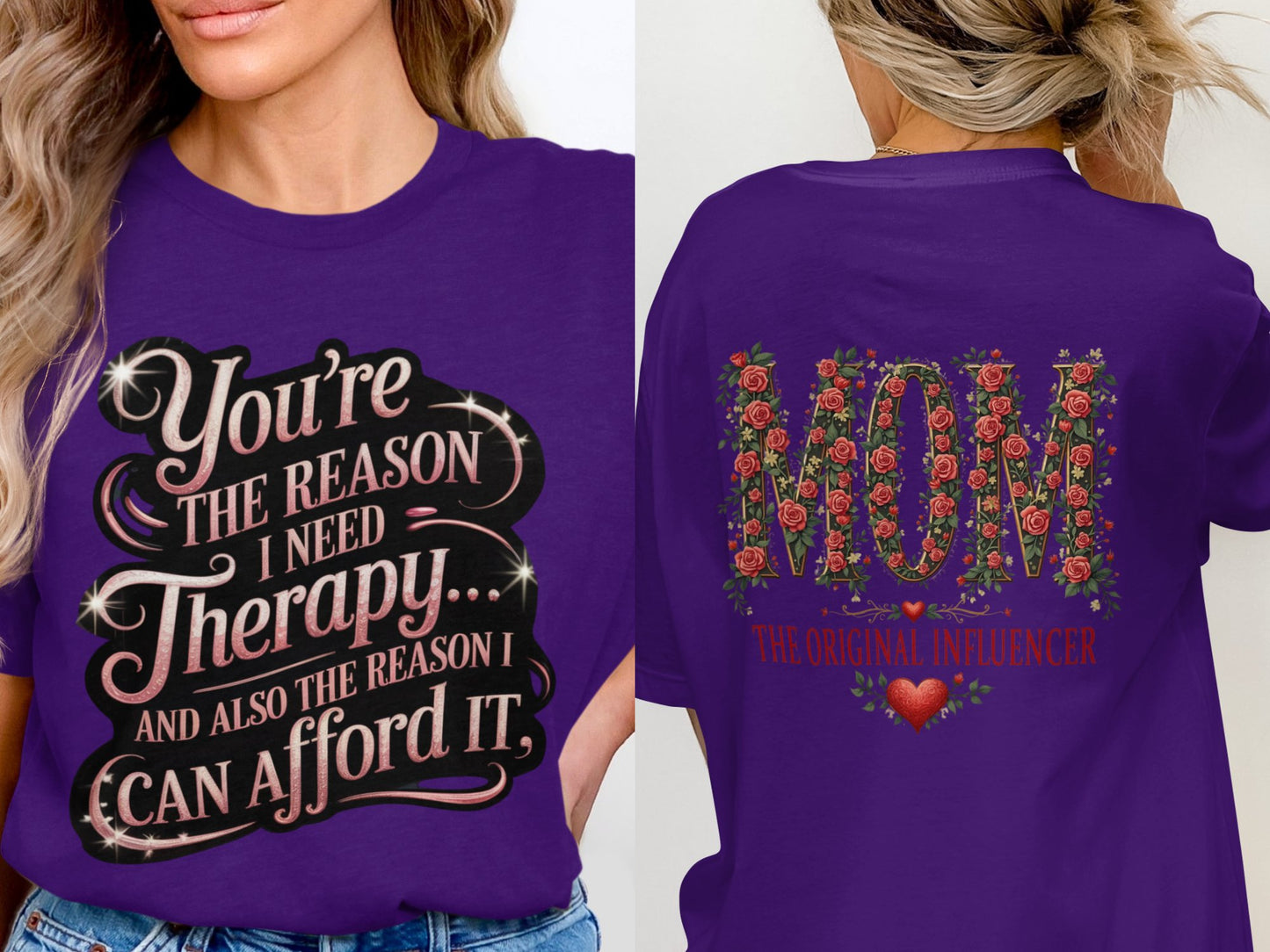 Therapy and Original Influencer Mom Print T-shirt product