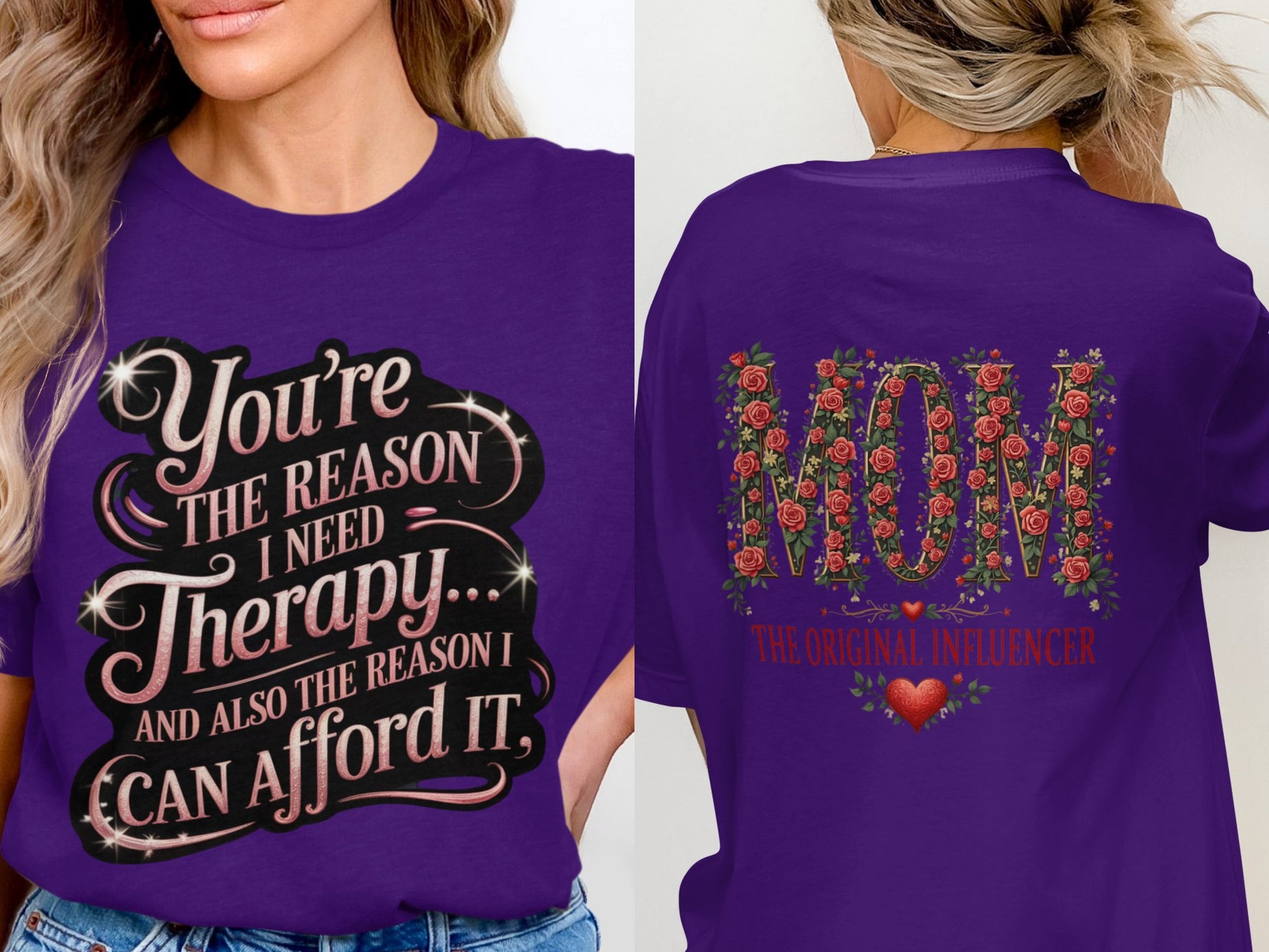 Therapy and Original Influencer Mom Print T-shirt product