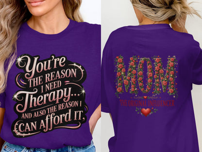 Therapy and Original Influencer Mom Print T-shirt product