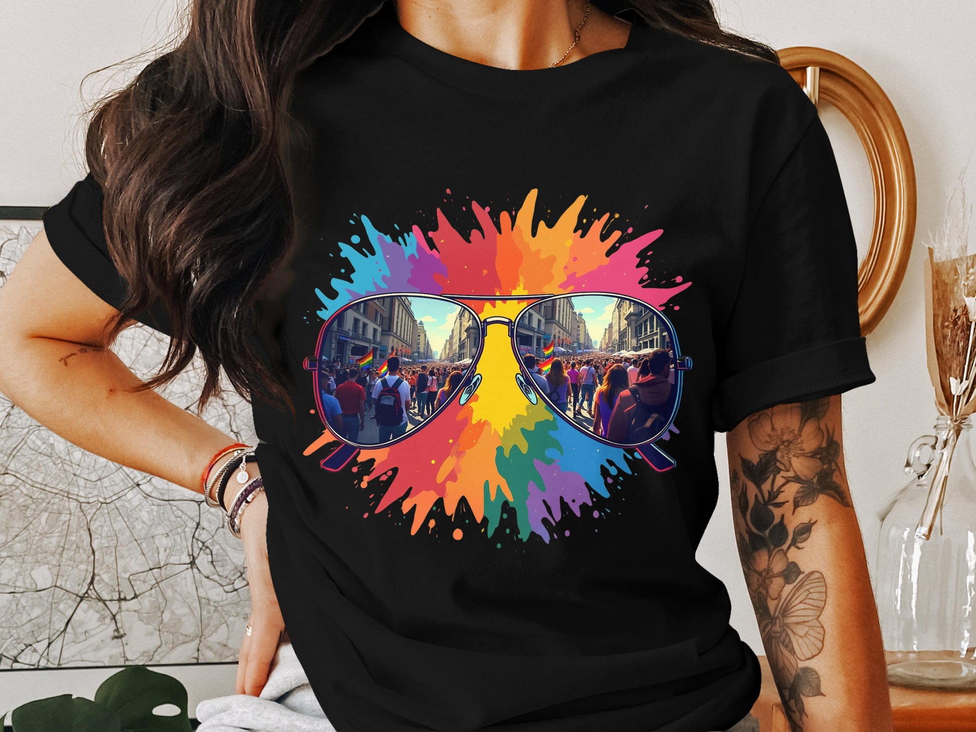 Colorful Reflection Sunglasses Graphic T-Shirt product