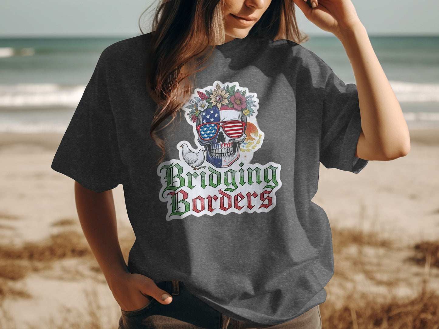 Bridging Borders Skull Graphic Print T-Shirt product