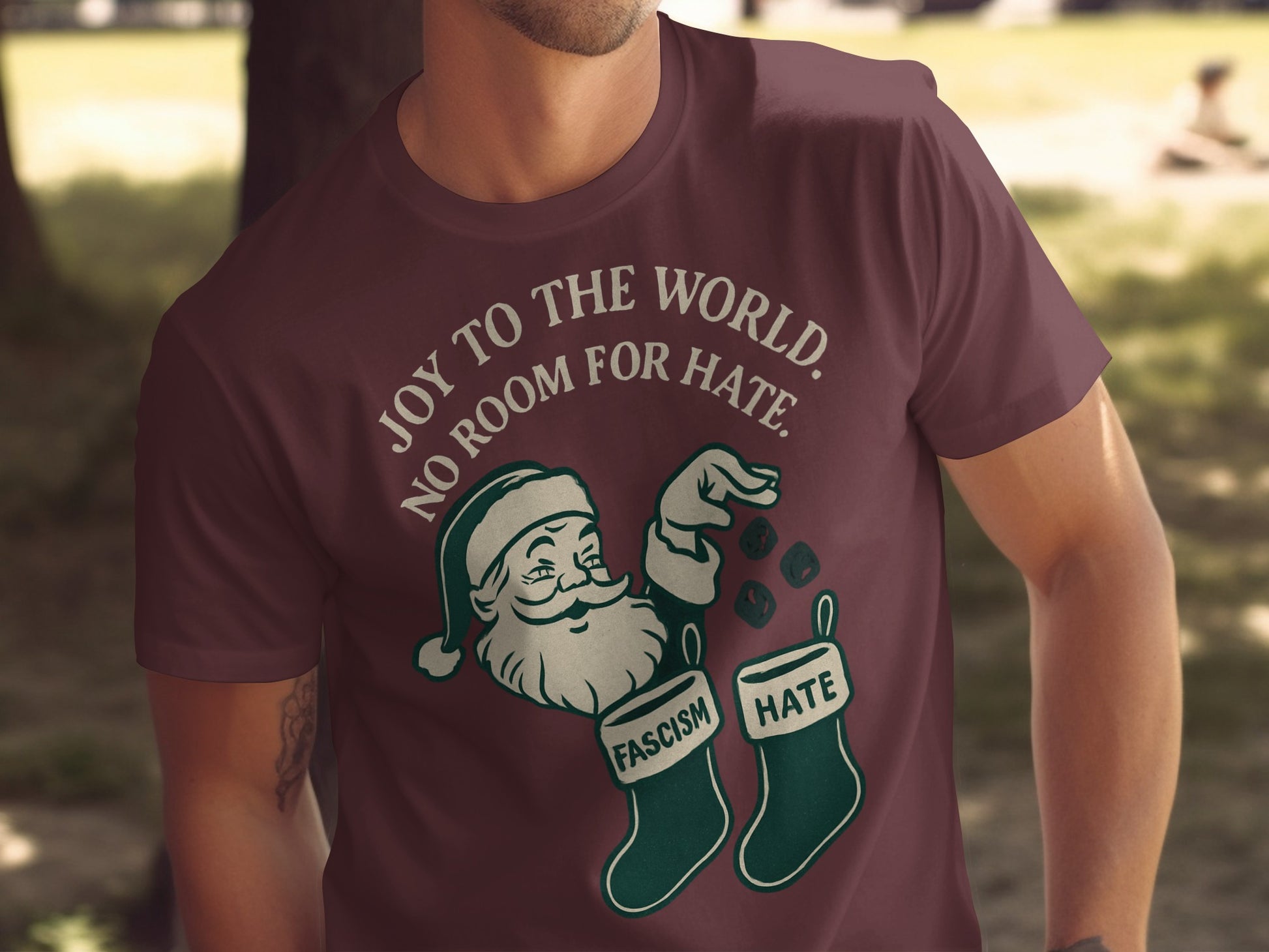 Joy to the World No Room for Hate Santa T-Shirt