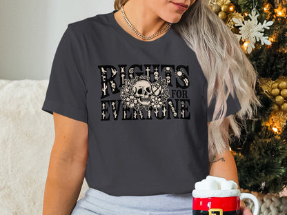 Rights For Everyone Skull and Flowers Graphic Shirt
