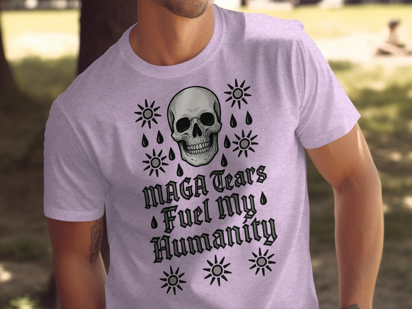 MAGA Tears Fuel My Humanity Skull Graphic T-shirt