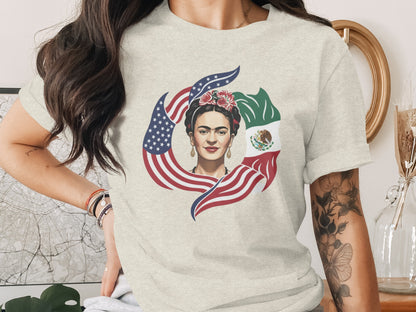 Mexican American Flag Themed Graphic T-Shirt product