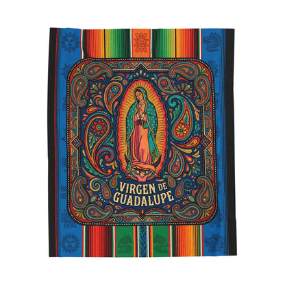 Vibrant Virgen de Guadalupe Blanket, Our Lady of Guadalupe Throw, Sacred Mexican Folk Art Decor, Colorful Aztec Serape Design, Unique