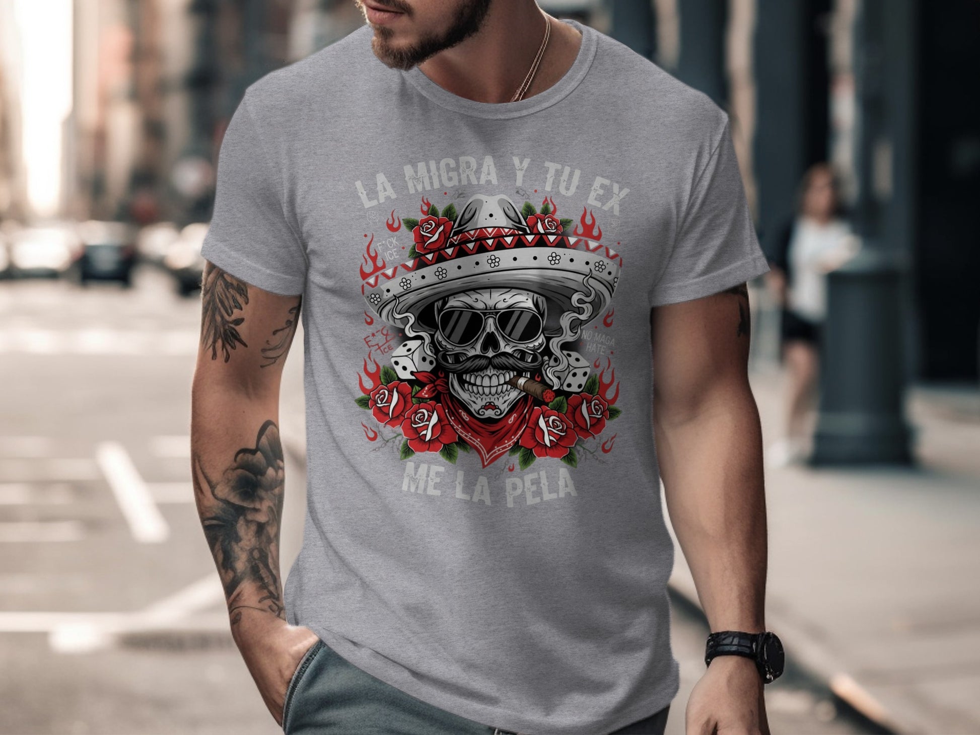 La Migra Y Tu Ex Me La Pela Graphic T-Shirt product