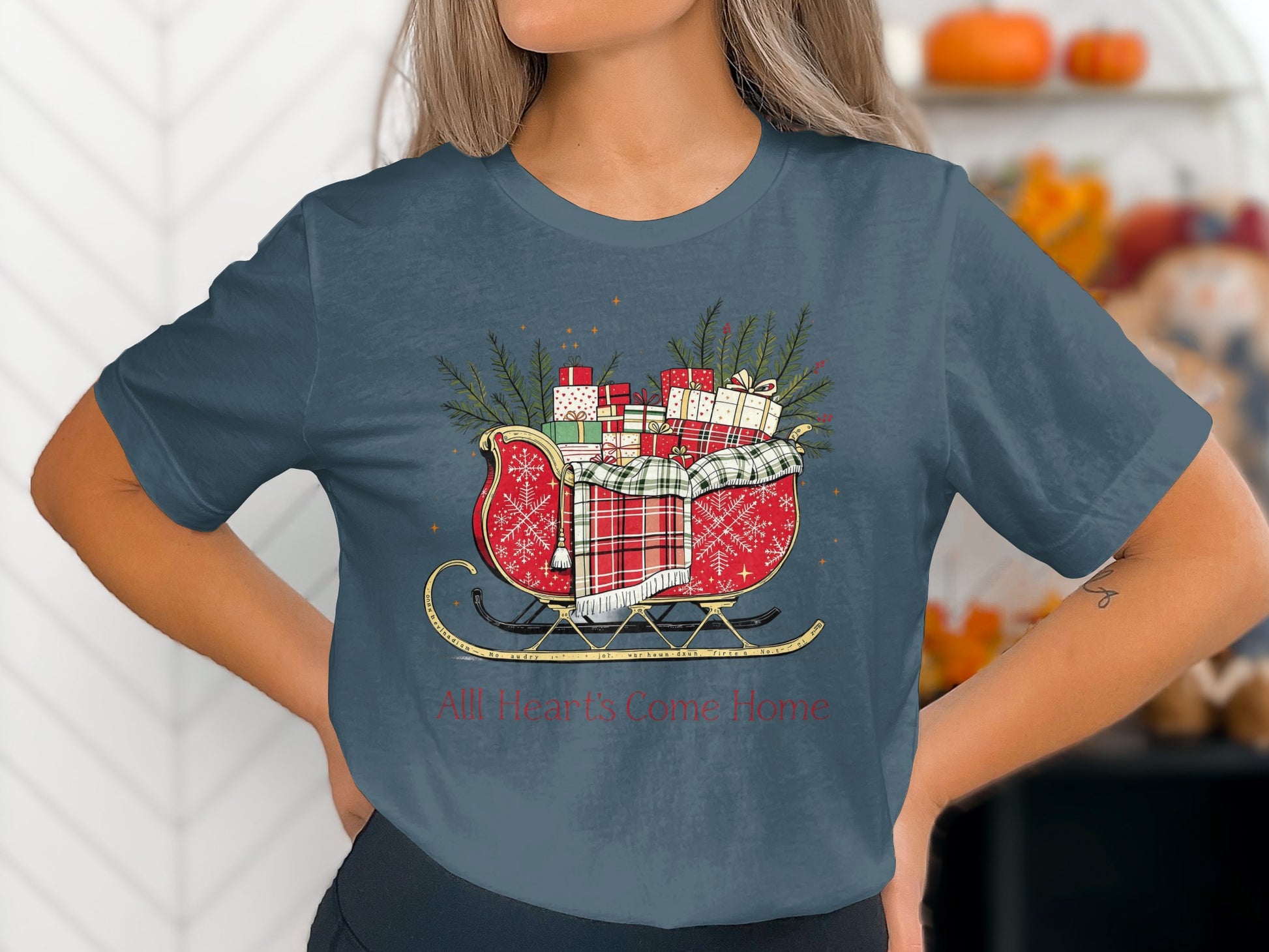Festive Sleigh Graphic Tee All Hearts Come Home Design