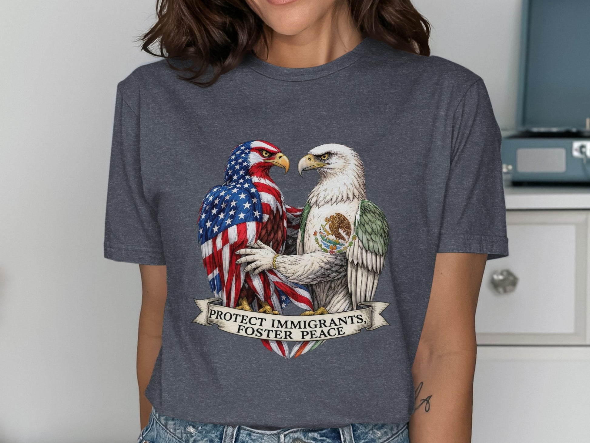 Protect Immigrants Foster Peace Graphic T-shirt