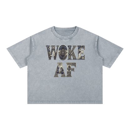 Woke AF with subtle fdt Mineral Wash Boxy Cotton T-Shirt