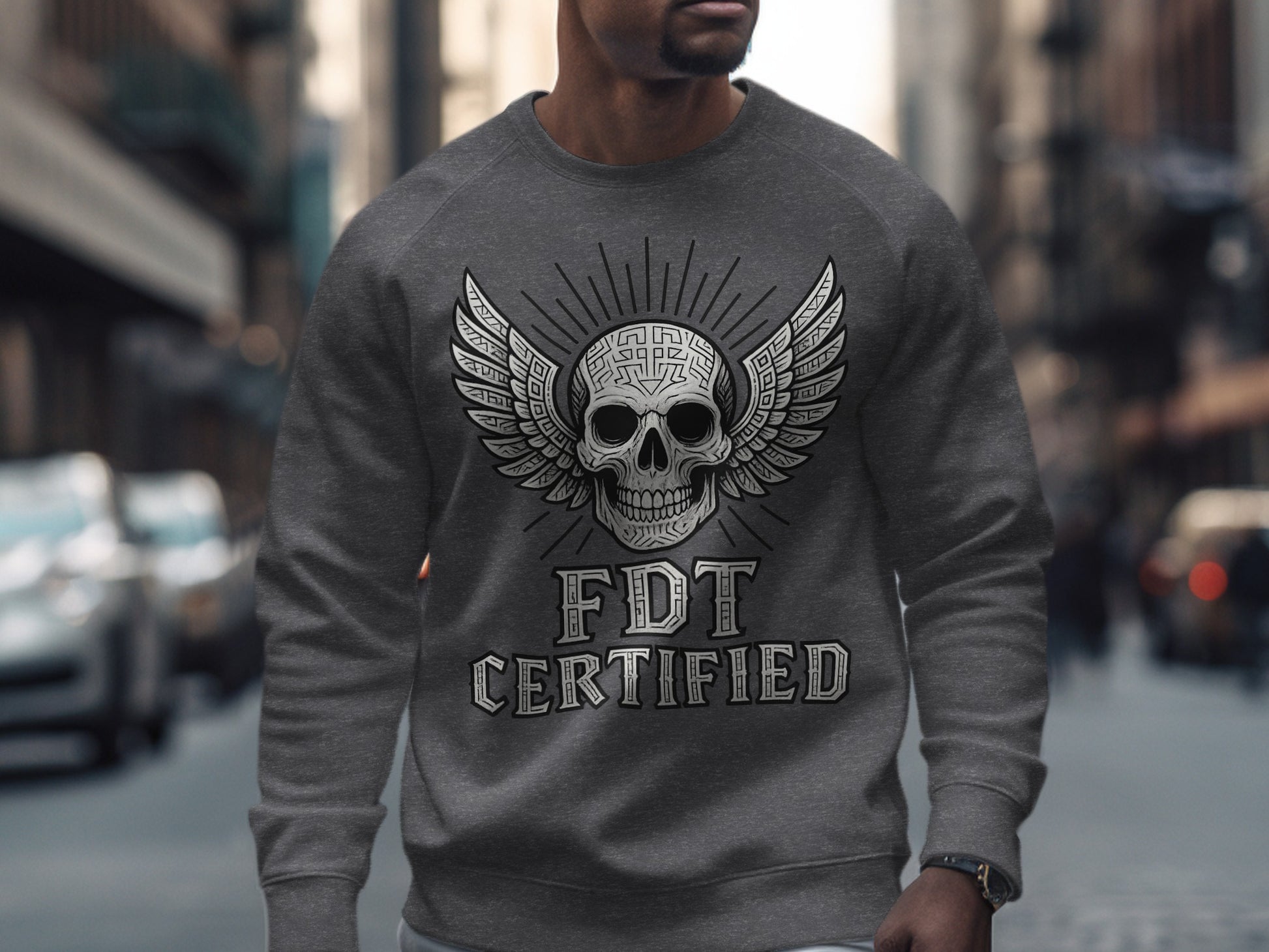 FDT Certified Skull Design with Wings Sweatshirt