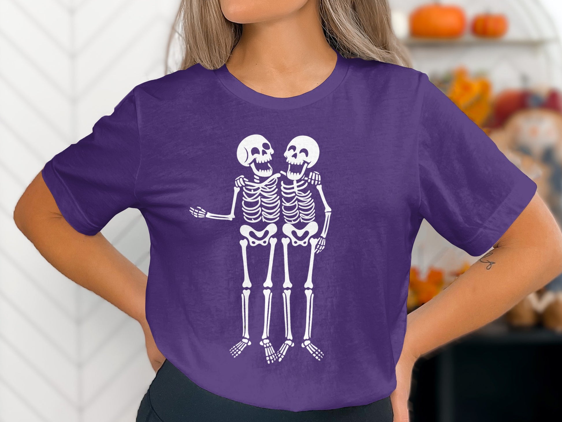 Skeleton Couple Design Purple Tee Shirt product type