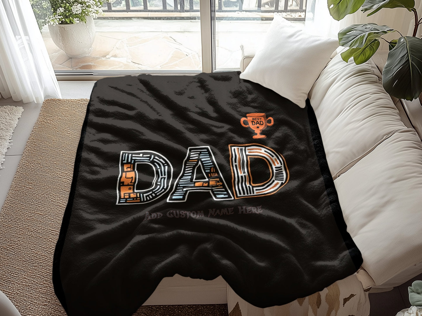 Personalized Dad Trophy Blanket Gift Customized product