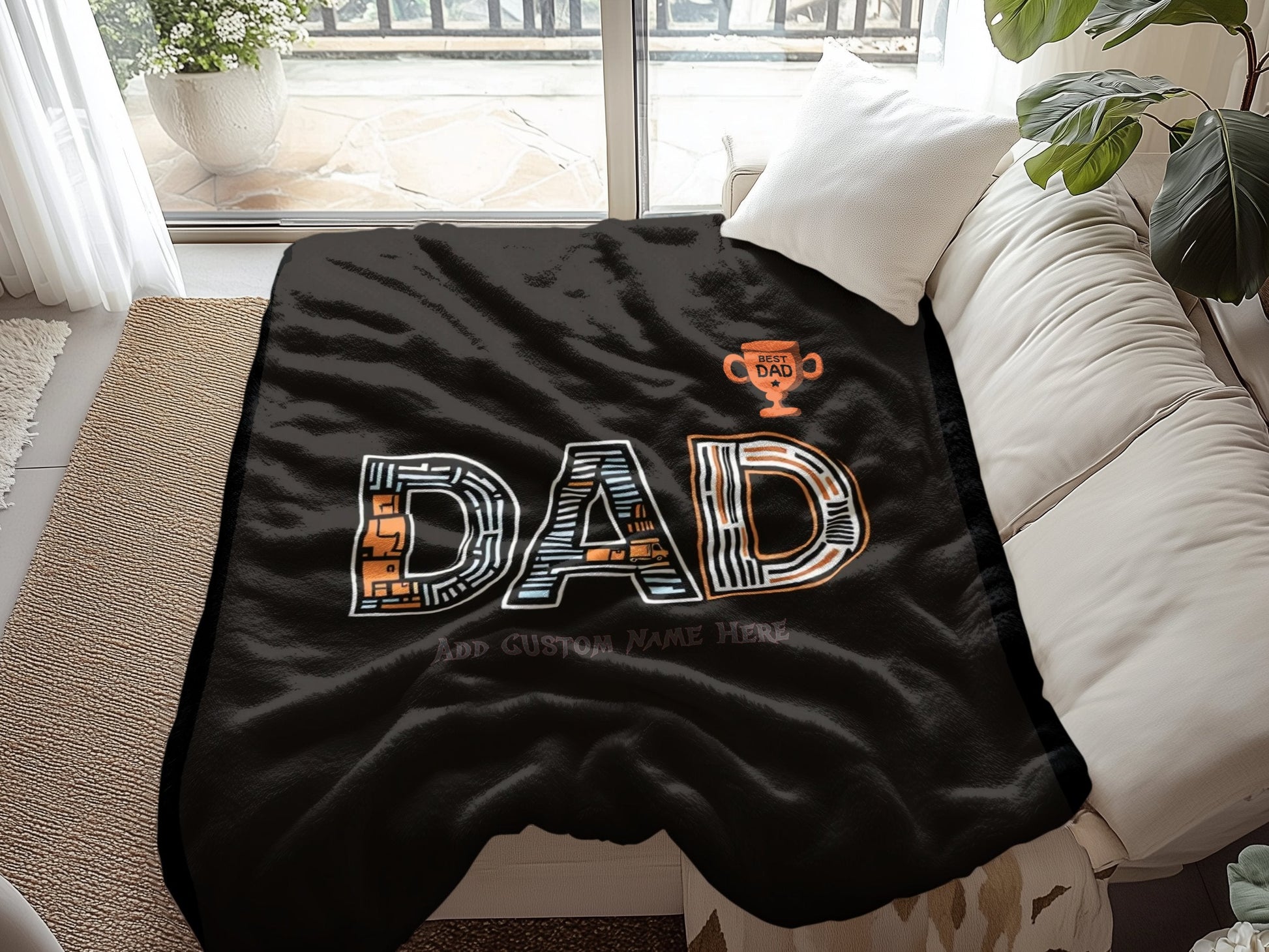 Personalized Dad Trophy Blanket Gift Customized product