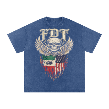 FDT Anti trump vintage style tee, great quality |Snow Washed Oversized Cotton T-Shirt