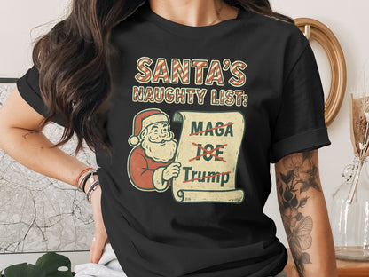 Santa's Naughty List Graphic Tee Funny Christmas Gift
