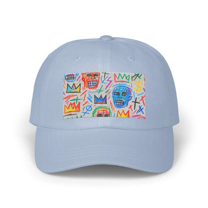 Colorful Artistic Faces Design on Light Blue Hat product type