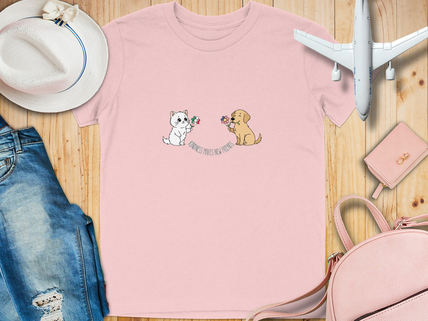 Adorable Puppies Holding Flowers T-Shirt
