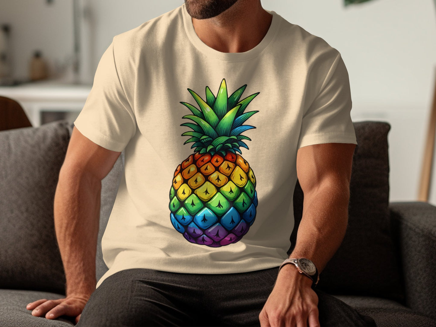 Colorful Rainbow Pineapple Graphic Design Shirt product
