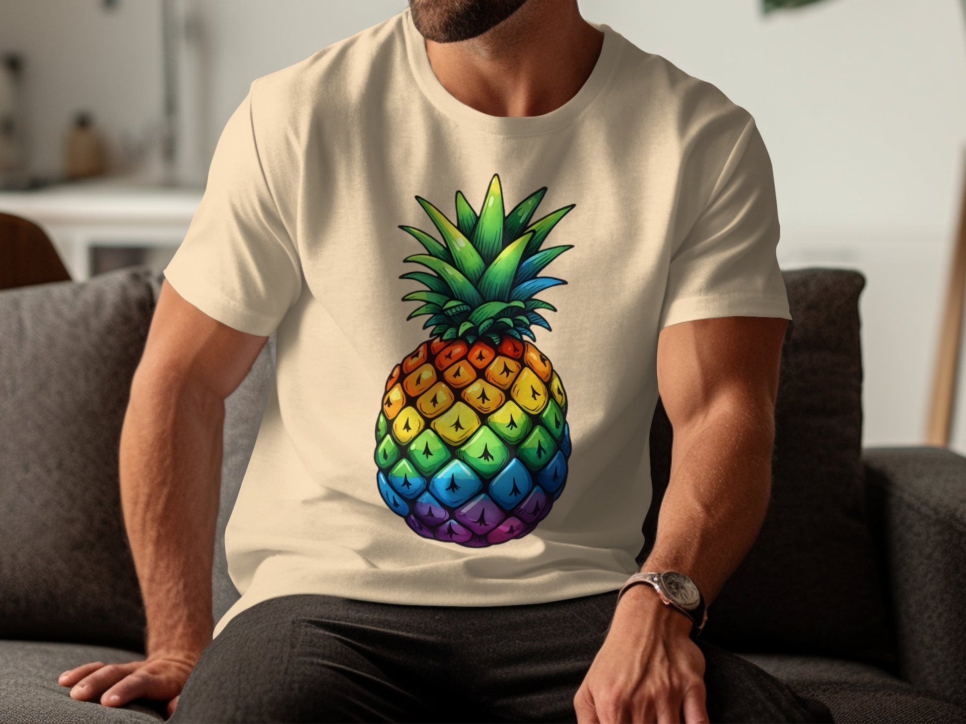 Colorful Rainbow Pineapple Graphic Design Shirt product