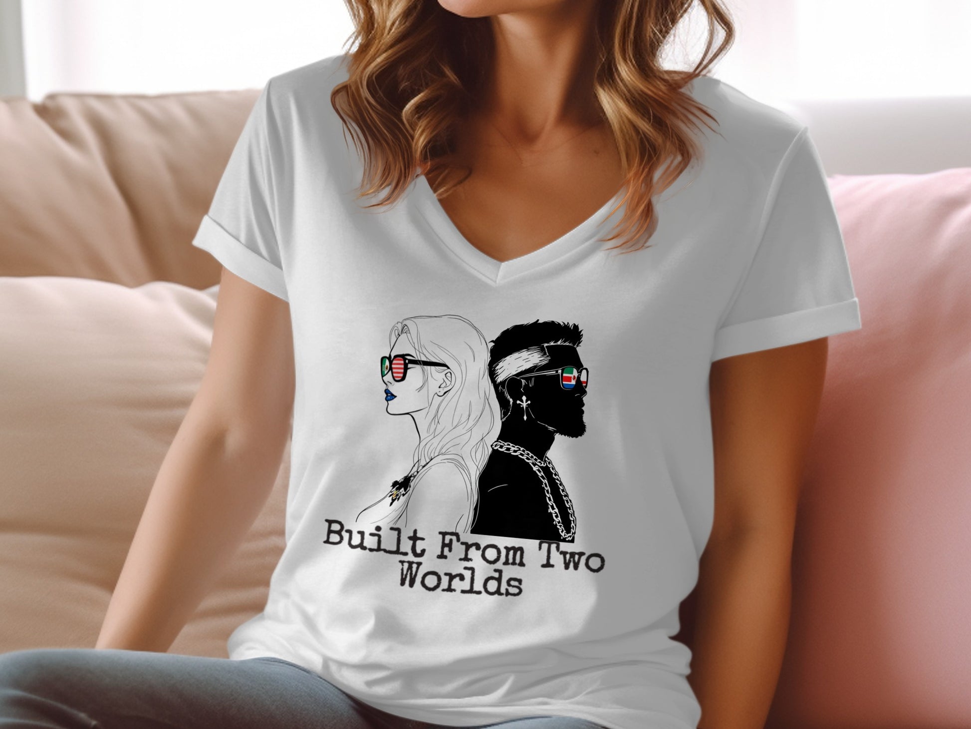 Built From Two Worlds Graphic V-Neck Shirt product type