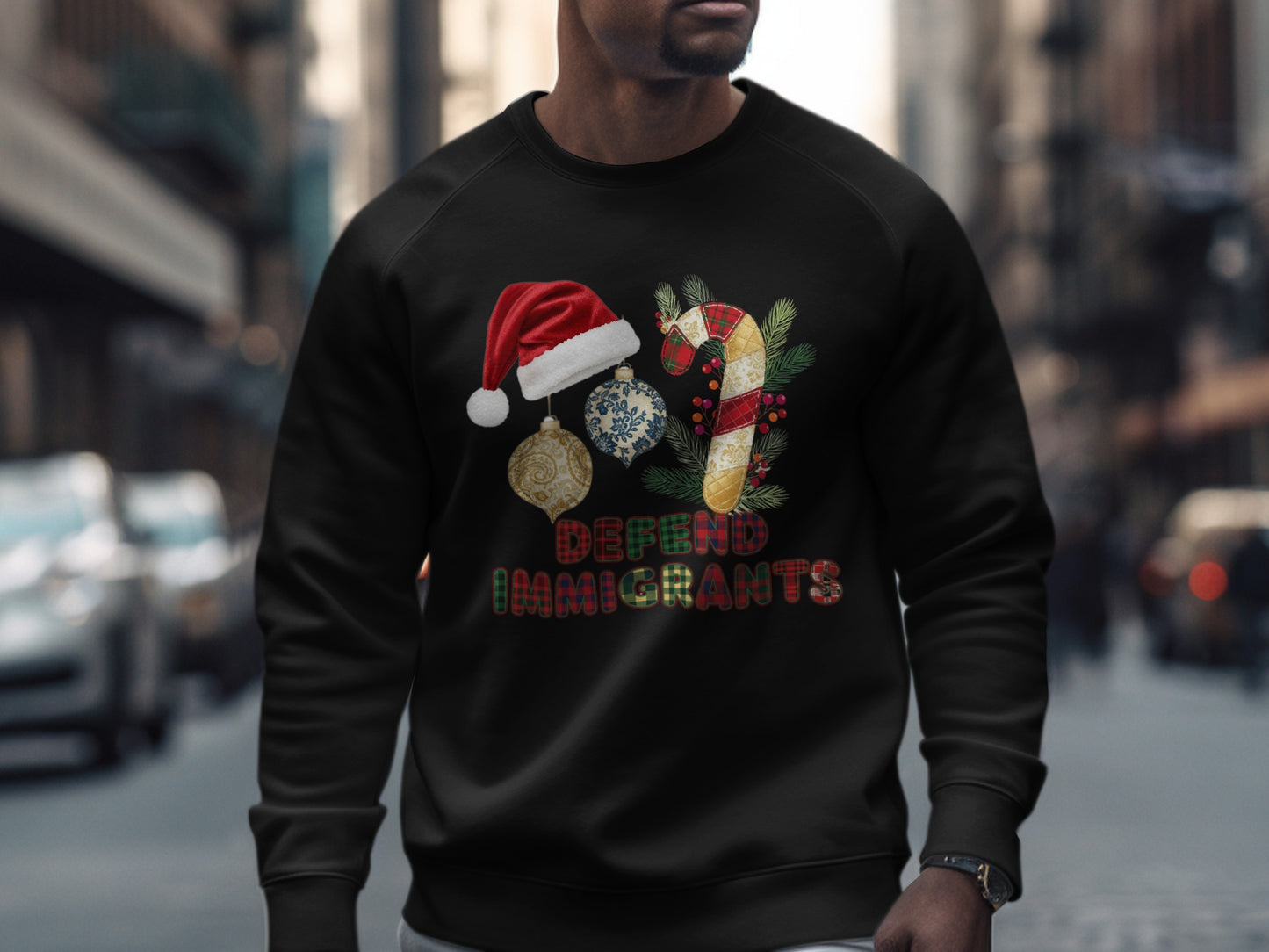 Defend Immigrants Ugly Christmas Sweatshirt