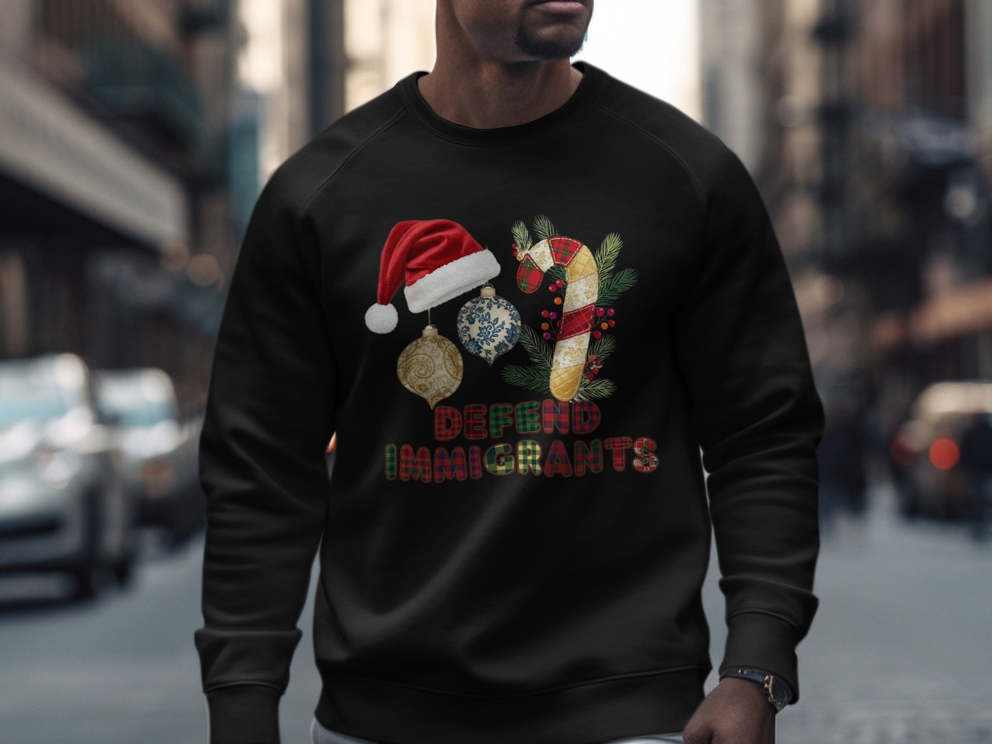 Defend Immigrants Ugly Christmas Sweatshirt