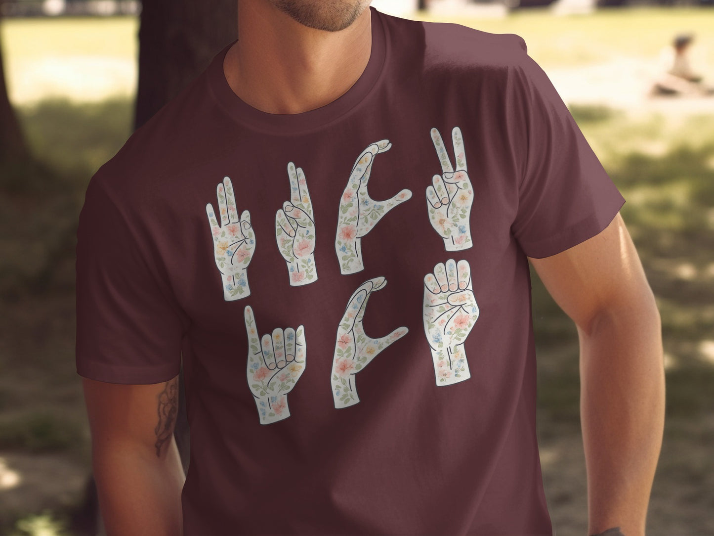 Floral Sign Language Graphic Design Unisex T-Shirt