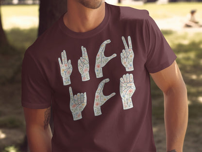 Floral Sign Language Graphic Design Unisex T-Shirt