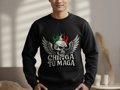 Skull with Flames and Wings Sweatshirt product type