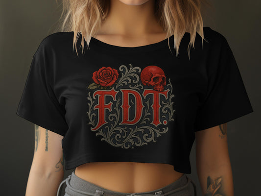 FDT Red Skull Rose Graphic Women's Crop Top product type