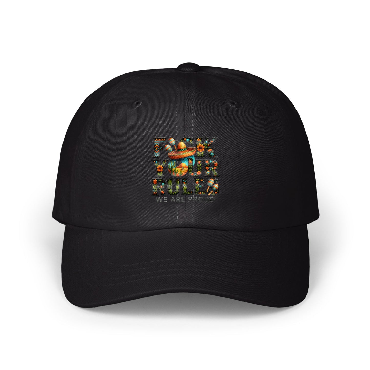 Trendy Colorful Embroidered Design Black Hat product