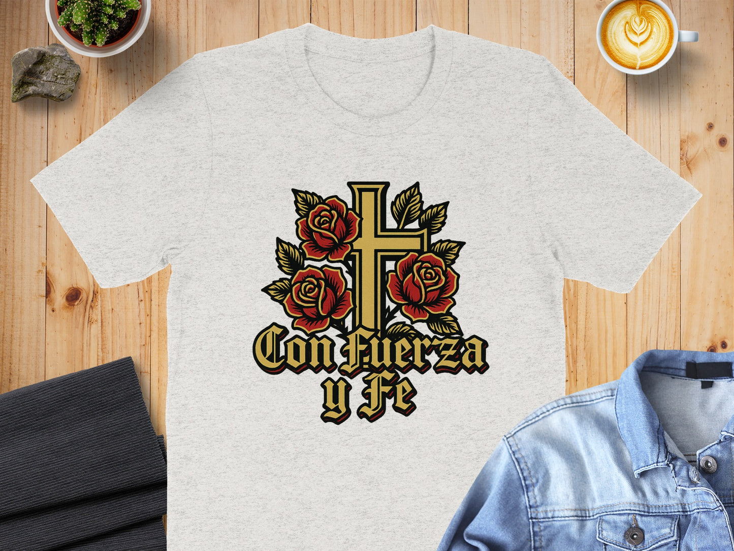 Con Fuerza y Fe Unique Graphic Tee Shirt product type