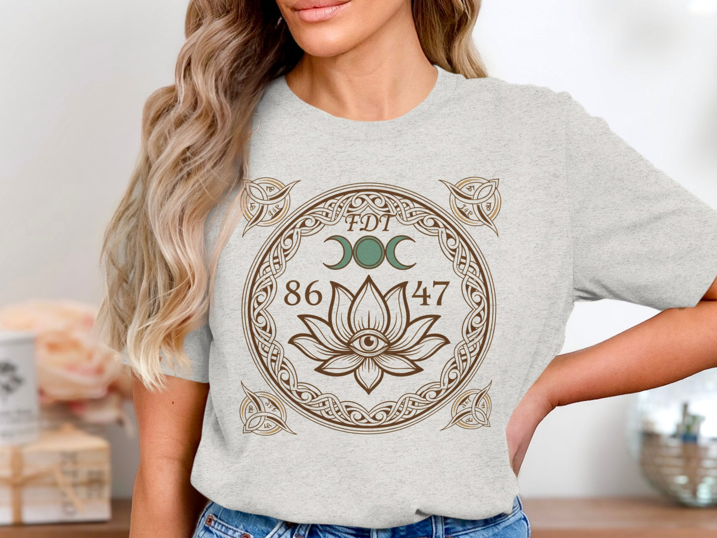 Vintage Inspired Moon Lotus Graphic Tee Product