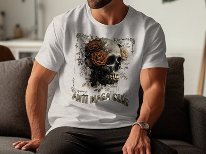 Anti Maga Club Skull With Flowers Design Shirt Product