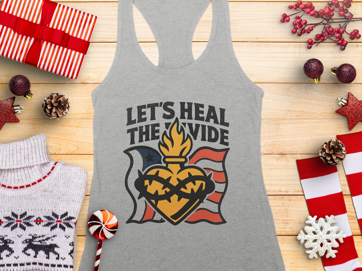Let's Heal The Divide Graphic Design Tank Top