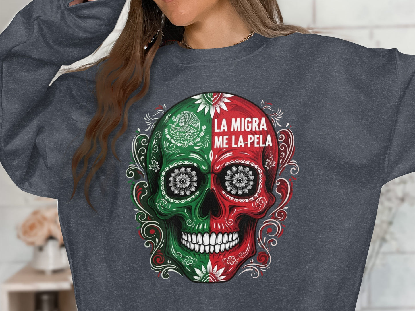 La Migra Me La Pela Skull Sweatshirt product type