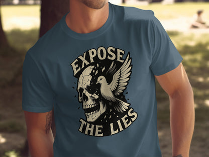 Expose The Lies Skull and Bird Graphic Tee product type