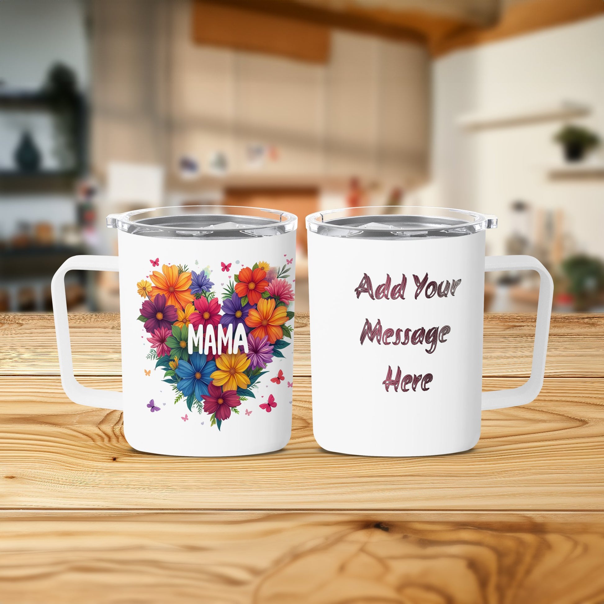 Personalized Mama Floral Heart Custom Message Mug product